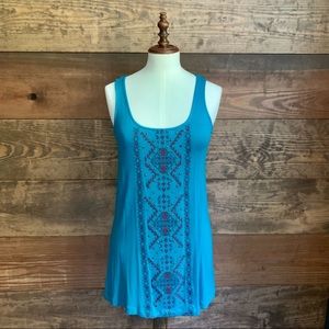 NWOT Nine West Teal Embroidered Tank/Tunic
